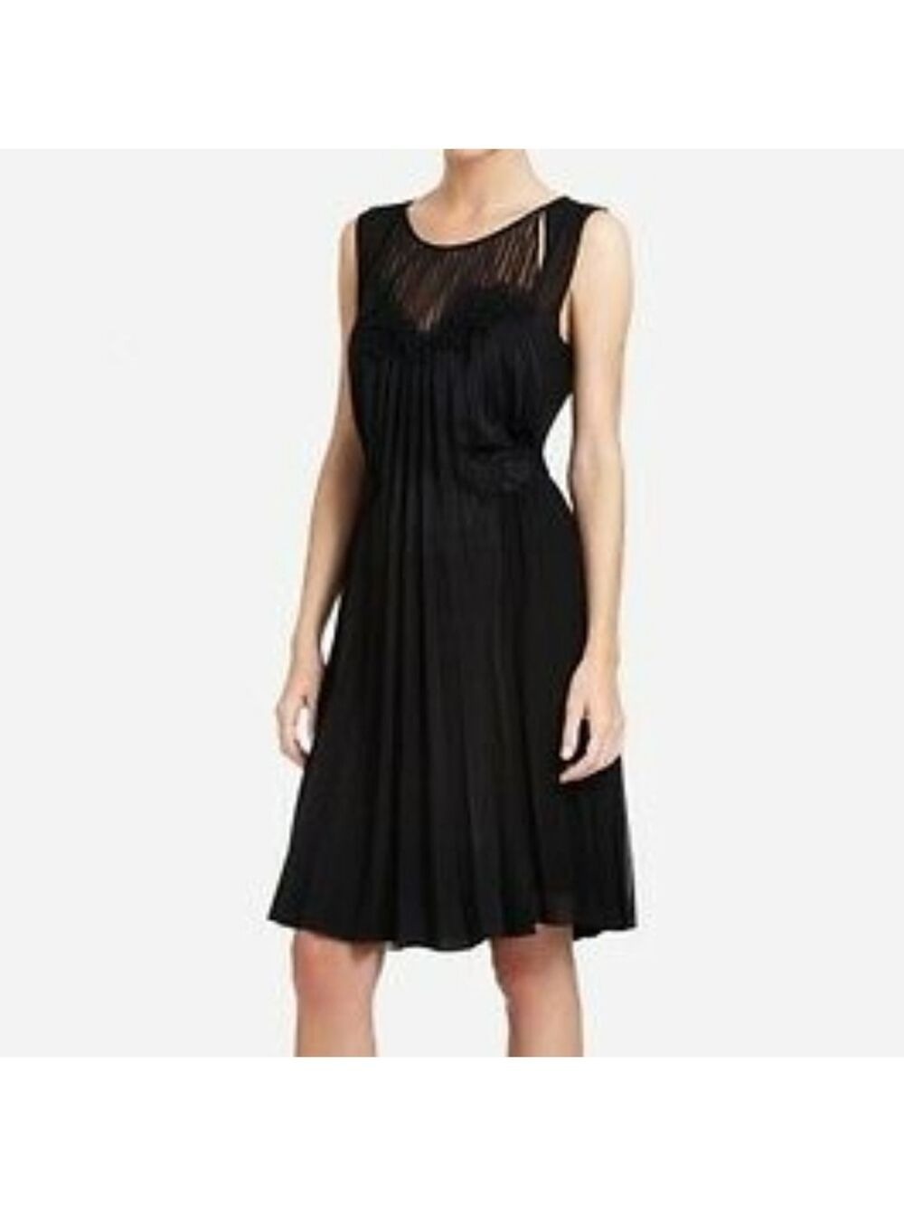 BCBGMAXAZRIA BLACK BLANCHE SHORT PLEATED DRESS